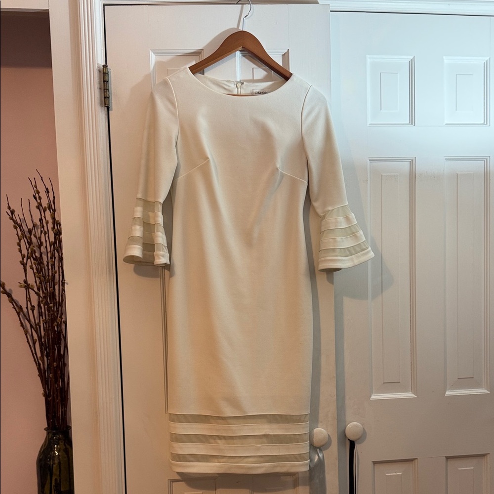 Calvin Klein Cream Long Sleeve Dress